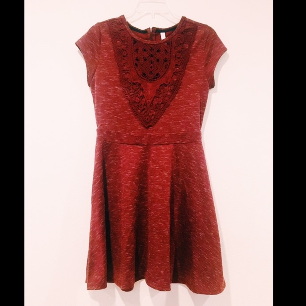 LACEY BURGUNDY SKATER DRESS